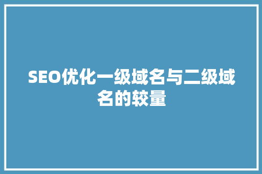 SEO优化一级域名与二级域名的较量