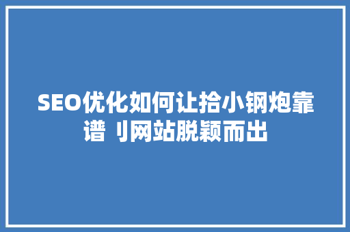 SEO优化如何让拾小钢炮靠谱刂网站脱颖而出