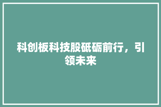 科创板科技股砥砺前行，引领未来