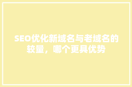 SEO优化新域名与老域名的较量，哪个更具优势