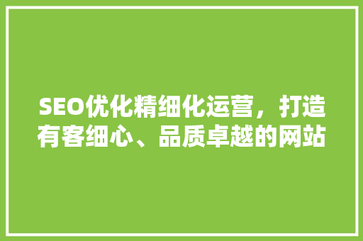 SEO优化精细化运营，打造有客细心、品质卓越的网站