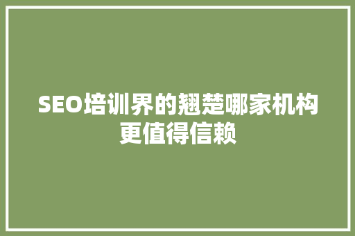 SEO培训界的翘楚哪家机构更值得信赖