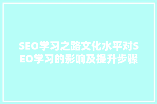 SEO学习之路文化水平对SEO学习的影响及提升步骤