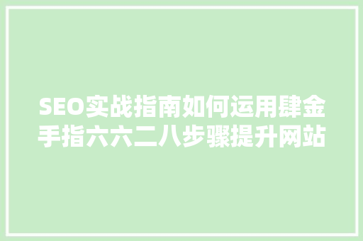 SEO实战指南如何运用肆金手指六六二八步骤提升网站排名