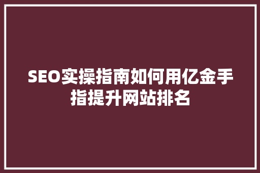 SEO实操指南如何用亿金手指提升网站排名