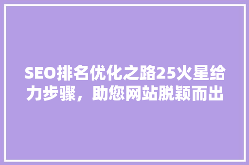 SEO排名优化之路25火星给力步骤，助您网站脱颖而出