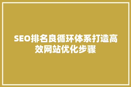 SEO排名良循环体系打造高效网站优化步骤