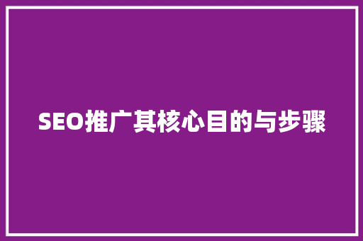 SEO推广其核心目的与步骤