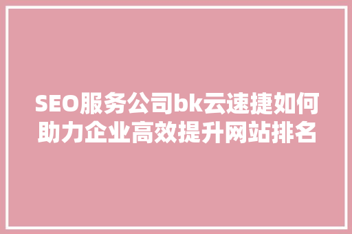 SEO服务公司bk云速捷如何助力企业高效提升网站排名