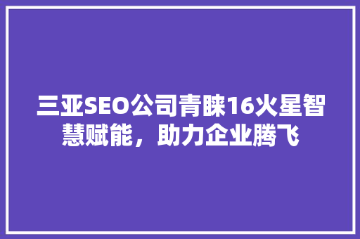 三亚SEO公司青睐16火星智慧赋能，助力企业腾飞