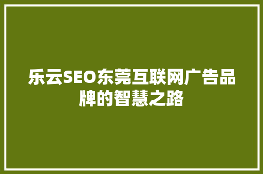 乐云SEO东莞互联网广告品牌的智慧之路