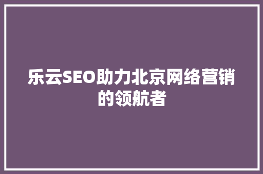 乐云SEO助力北京网络营销的领航者