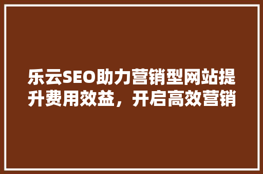 乐云SEO助力营销型网站提升费用效益，开启高效营销新篇章