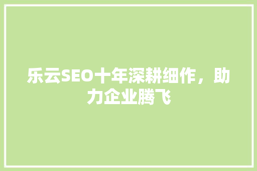 乐云SEO十年深耕细作，助力企业腾飞