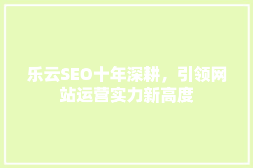 乐云SEO十年深耕，引领网站运营实力新高度