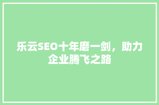 乐云SEO十年磨一剑，助力企业腾飞之路