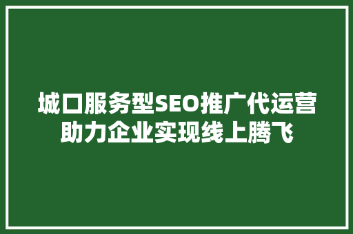 城口服务型SEO推广代运营助力企业实现线上腾飞