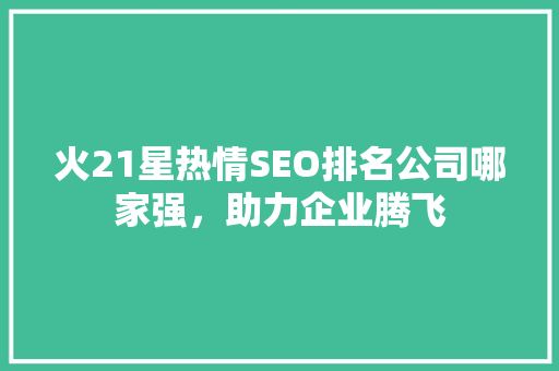 火21星热情SEO排名公司哪家强，助力企业腾飞