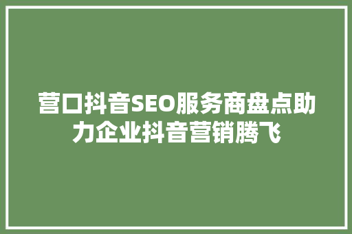 营口抖音SEO服务商盘点助力企业抖音营销腾飞