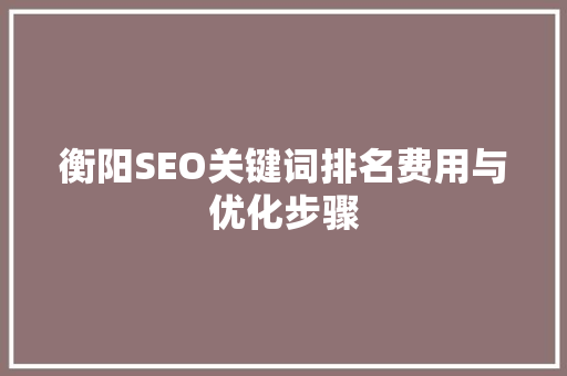 衡阳SEO关键词排名费用与优化步骤