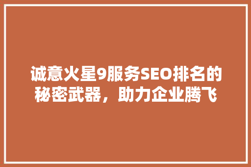 诚意火星9服务SEO排名的秘密武器，助力企业腾飞