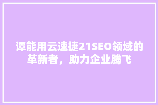谭能用云速捷21SEO领域的革新者，助力企业腾飞