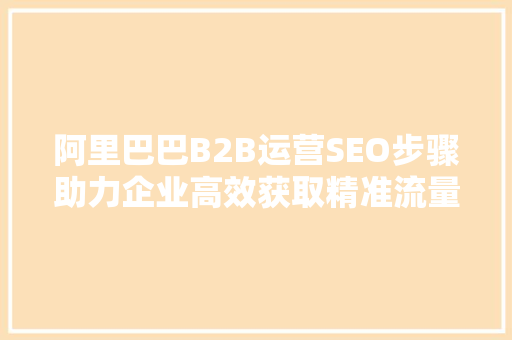 阿里巴巴B2B运营SEO步骤助力企业高效获取精准流量