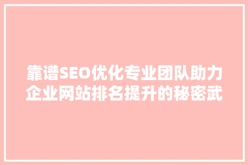 靠谱SEO优化专业团队助力企业网站排名提升的秘密武器