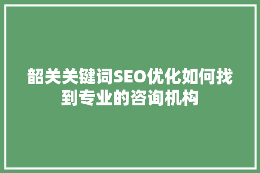韶关关键词SEO优化如何找到专业的咨询机构