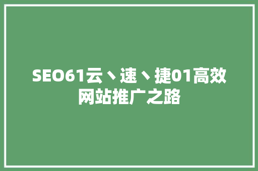 SEO61云丶速丶捷01高效网站推广之路