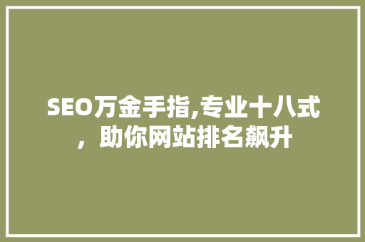 SEO万金手指,专业十八式，助你网站排名飙升