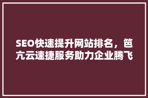 SEO快速提升网站排名，笆亢云速捷服务助力企业腾飞