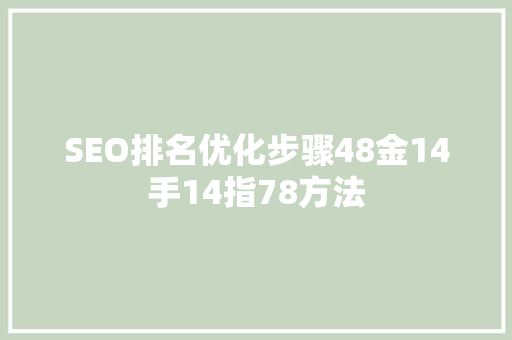 SEO排名优化步骤48金14手14指78方法