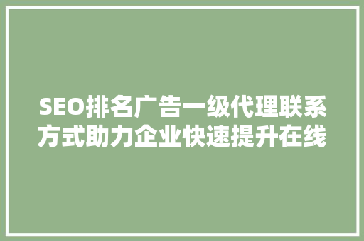 SEO排名广告一级代理联系方式助力企业快速提升在线知名度