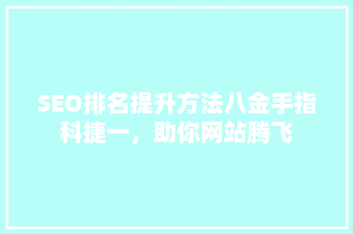 SEO排名提升方法八金手指科捷一，助你网站腾飞