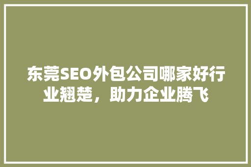 东莞SEO外包公司哪家好行业翘楚，助力企业腾飞