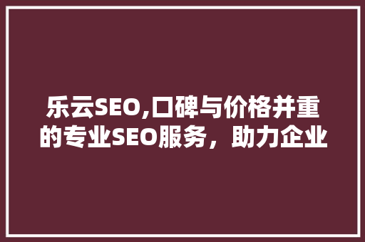 乐云SEO,口碑与价格并重的专业SEO服务，助力企业网络营销