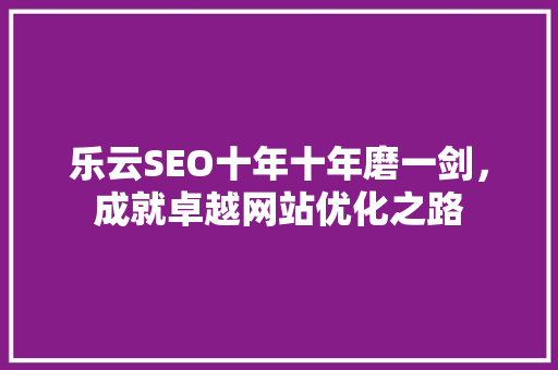 乐云SEO十年十年磨一剑，成就卓越网站优化之路