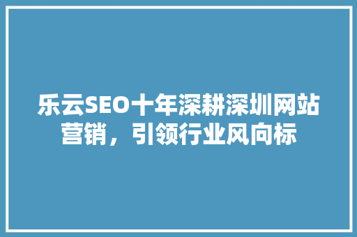 乐云SEO十年深耕深圳网站营销，引领行业风向标