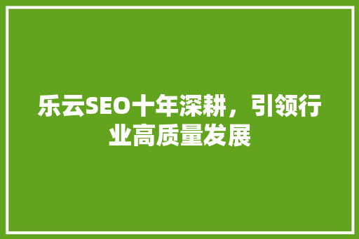 乐云SEO十年深耕，引领行业高质量发展
