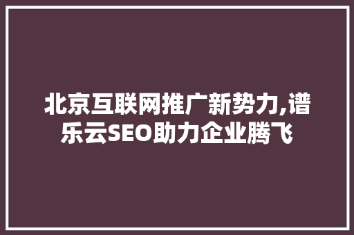 北京互联网推广新势力,谱乐云SEO助力企业腾飞