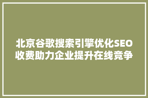 北京谷歌搜索引擎优化SEO收费助力企业提升在线竞争力