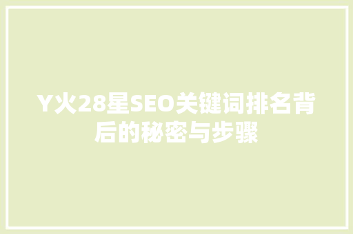 Y火28星SEO关键词排名背后的秘密与步骤