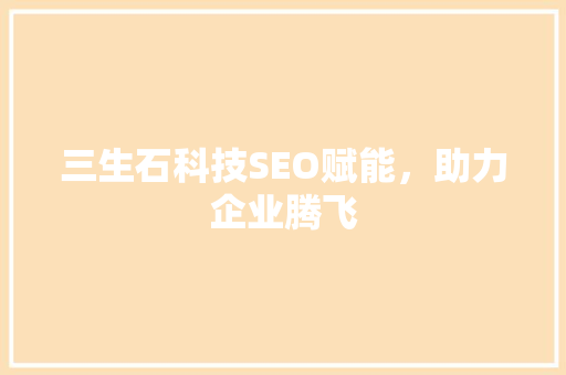 三生石科技SEO赋能，助力企业腾飞
