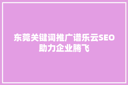 东莞关键词推广谱乐云SEO助力企业腾飞