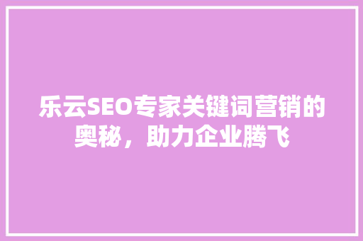 乐云SEO专家关键词营销的奥秘，助力企业腾飞