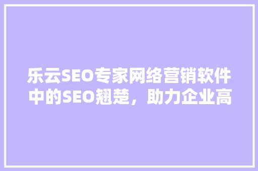 乐云SEO专家网络营销软件中的SEO翘楚，助力企业高效推广