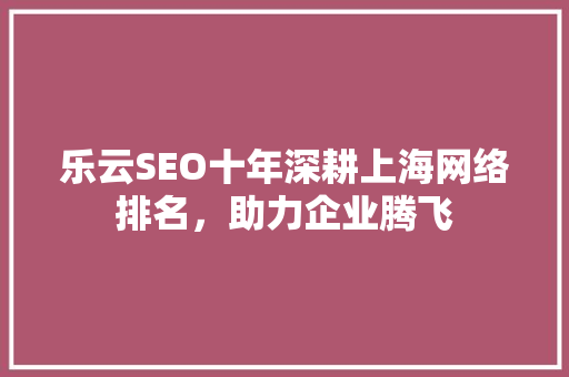 乐云SEO十年深耕上海网络排名，助力企业腾飞