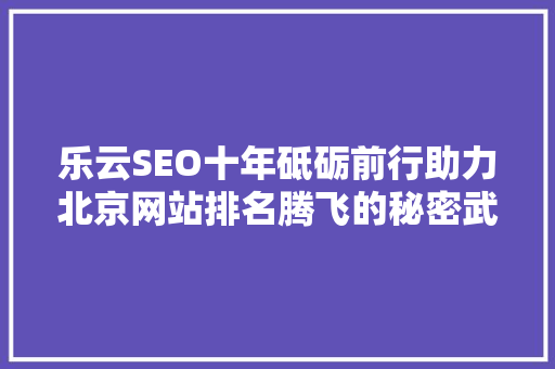 乐云SEO十年砥砺前行助力北京网站排名腾飞的秘密武器