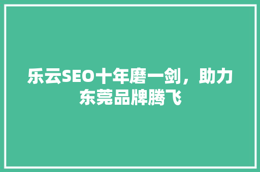 乐云SEO十年磨一剑，助力东莞品牌腾飞